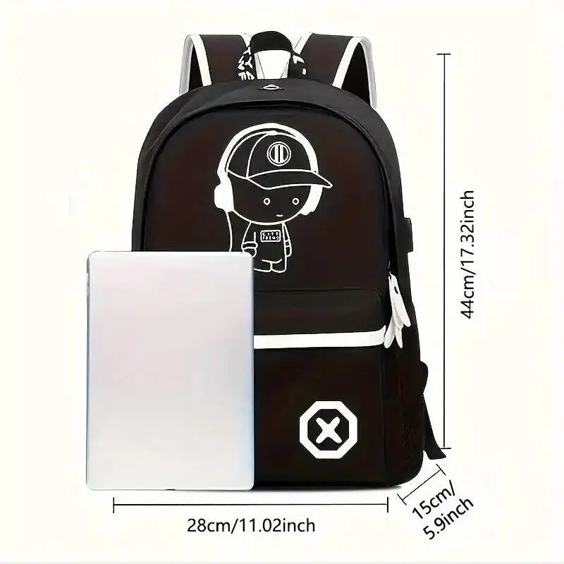 Luminous Computer Laptop USB Backpack Men Bag Casual Music Boy Student School Bags Men usb Outdoor Waterproof Backpacks mochila