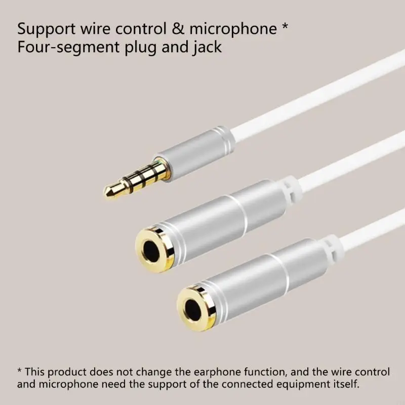  Sound Splitter Cable 2 Way 3.5mm  Connector with Inlines Control Support 30cm