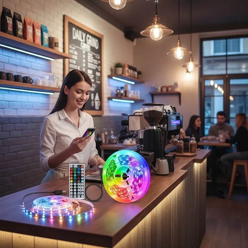 18 شريط أضواء LED 5050 RGB USB شريط مصباح مرن متغير اللون مع التحكم في التطبيق لتزيين الغرفة إضاءة خلفية للتلفاز