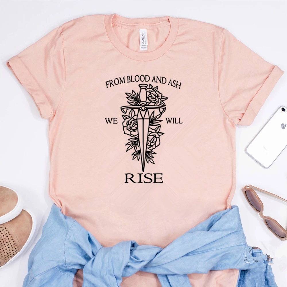 FBAA Red Pearl Shirt From Blood and Ash We Will Rise Tshirt JLA Casteel Da\'Neer Poppy Balfour Bookish Merch Book Lover Tops Gift