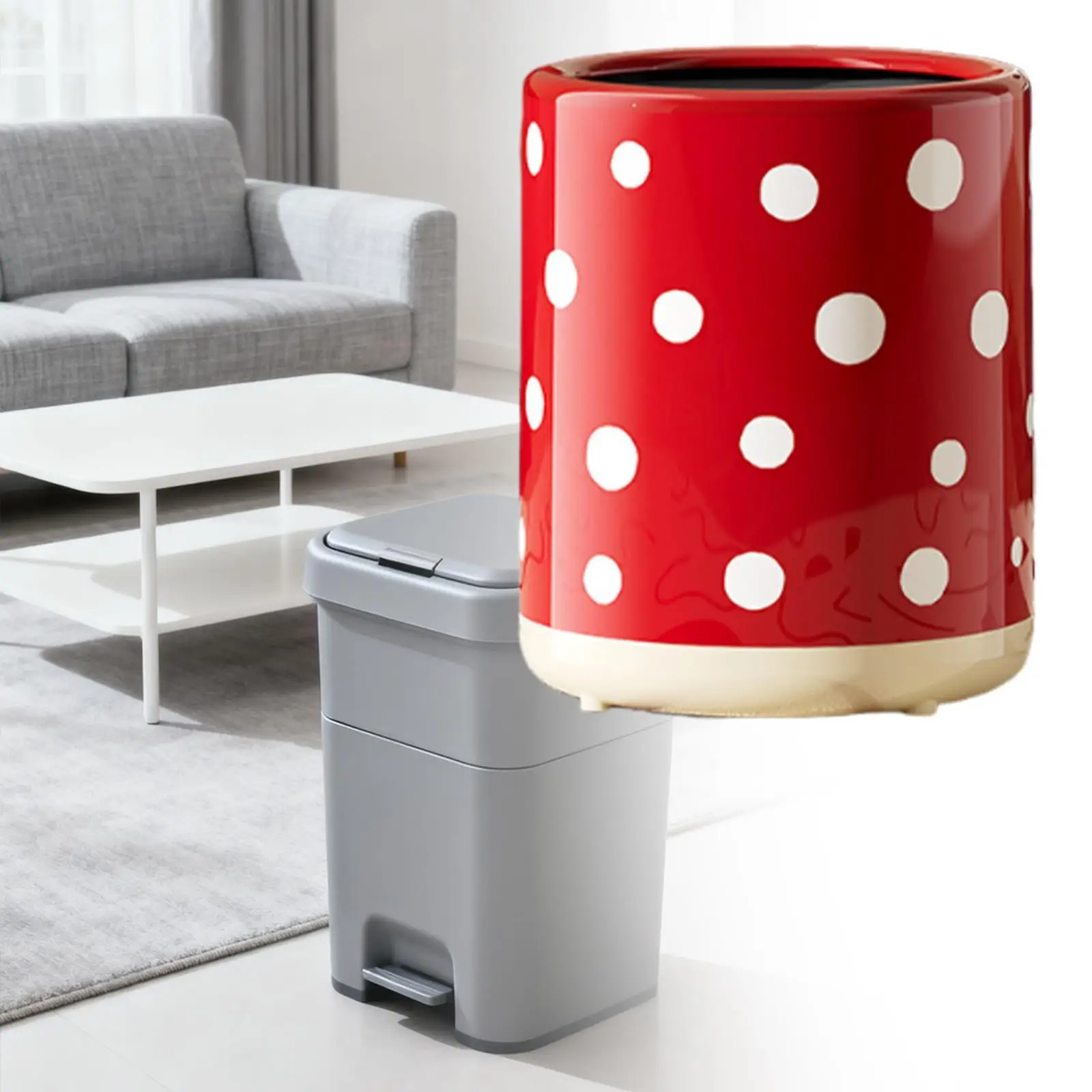 

Modern Rubbish Bucket Waste Bin Double Layer Trash Can Rectangular Garbage Container for Bedroom Kitchen