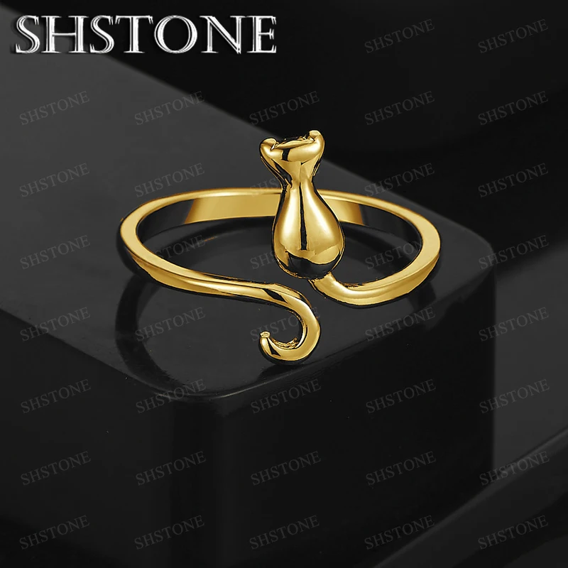 

Wholesale 18k Gold Cat Open Ring For Women Party Charm Engagement Wedding Men Fashion Fine Cute Jewelry Gift New Accessories