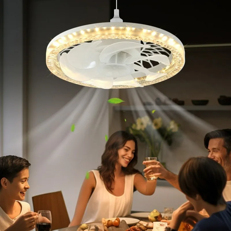 E27 Ceiling Fan Light LED Intelligent Remote Control Dimming Mute Fan Light Decoration Living Room Dining Room Bedroom Fan Light