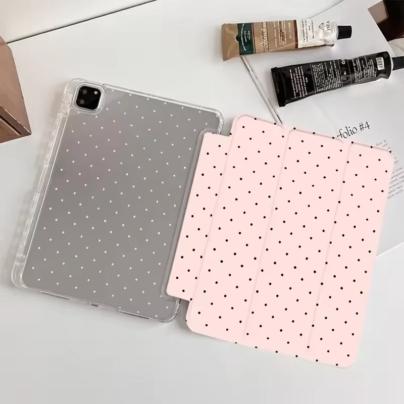 Black Polka Dot Case with Pen Holder for Samsung Tab S7 S8 S
