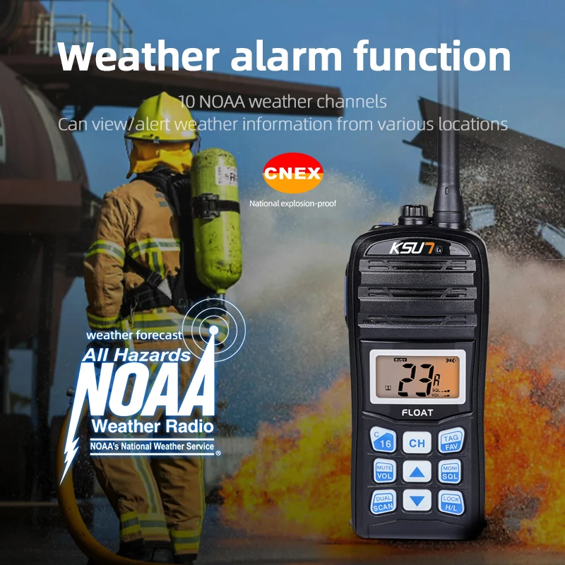 KSUN P35EX IPX7 NOAA مقاوم للماء العائمة VHF البحرية راديو مقاوم للانفجار اسلكية تخاطب لألغام الفحم المحيط الشحن