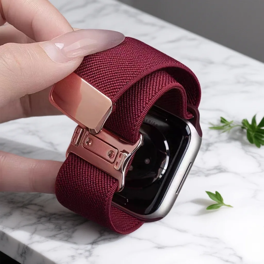 Magnetarmband für Apple Watch Ultra3 Band 49 mm Damen Herren 40 mm 44 mm Nylon-Elastikschlaufe für Iwatch Serie 11 10 9 8 7 6 5 4 3 2 1