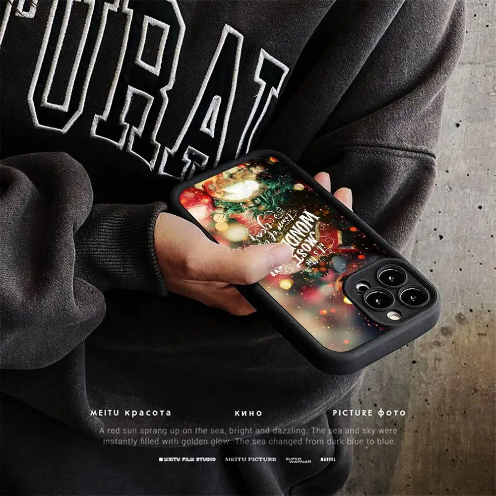 عيد ميلاد سعيد شجرة جراب هاتف آيفون 17 16 15 14 13 12 11 برو ماكس زائد أسود تغطية كاملة لينة للصدمات غطاء الهاتف #4