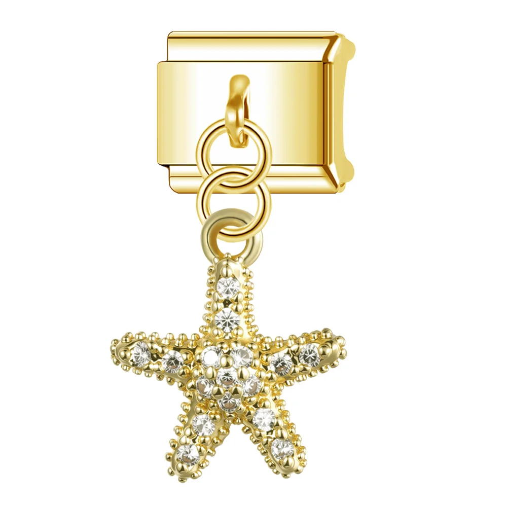 Trusta Delicate stars moon starfish Shell Pendant Italian charms bracelet Removable Fit 9mm Accessories DIY Making Fashion N815