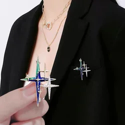 Classic Rhinestone Star Brooch Gold Plated Oil Painting Enamel Lapel Pin Women Men Scarves Dress Badge Accessories Birthday Gift