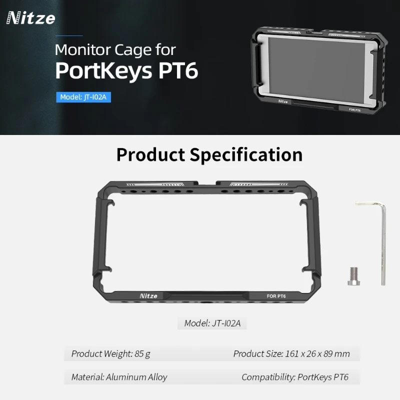 Nitze Camera Field Monitor Cage for PortKeys PT6 Monitor Fit Original Sunhood