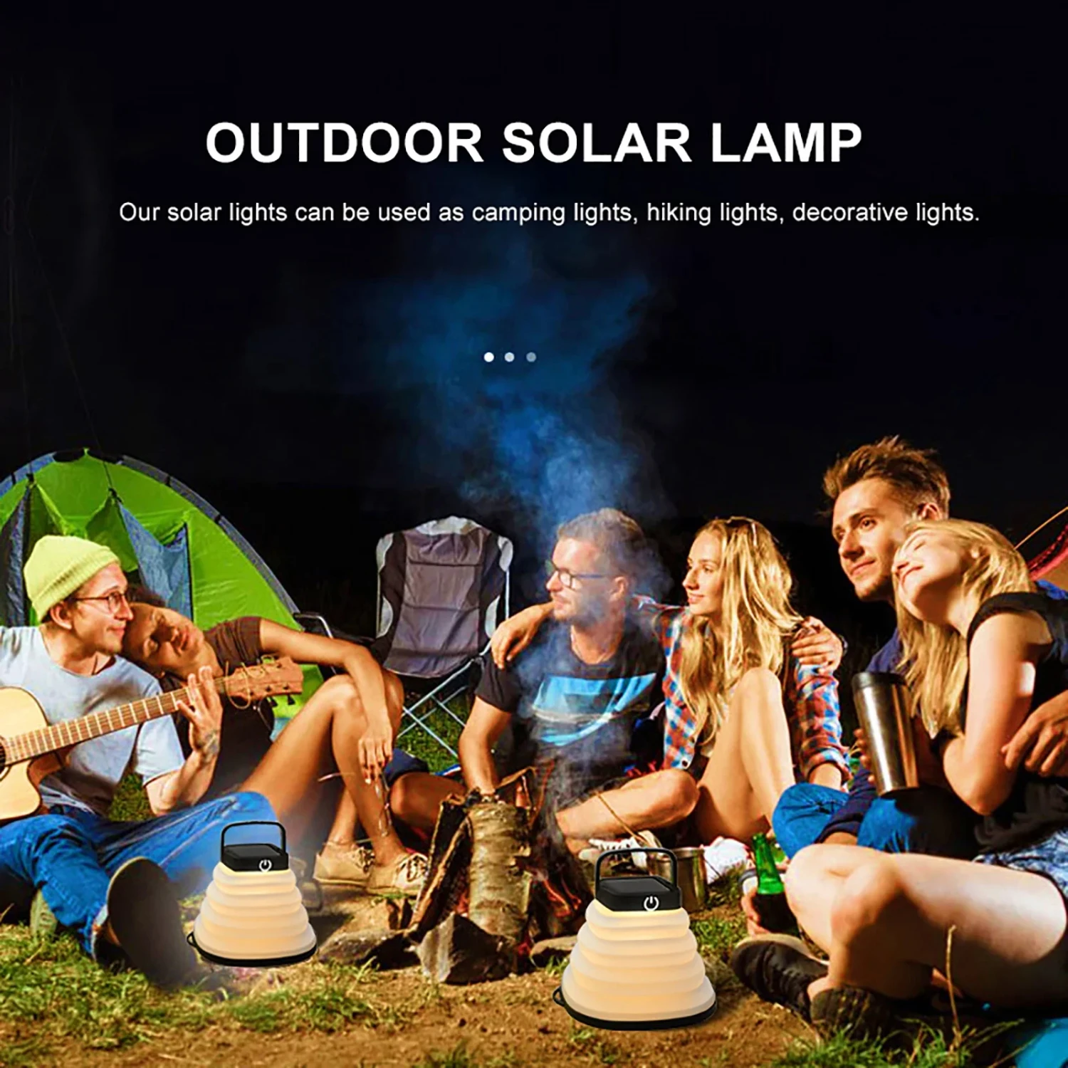 IP68 Portable Lantern Collapsible Camping Light Solar Tent Lighting Outdoor USB Rechargeable Light Waterproof LED Fishing Lamp