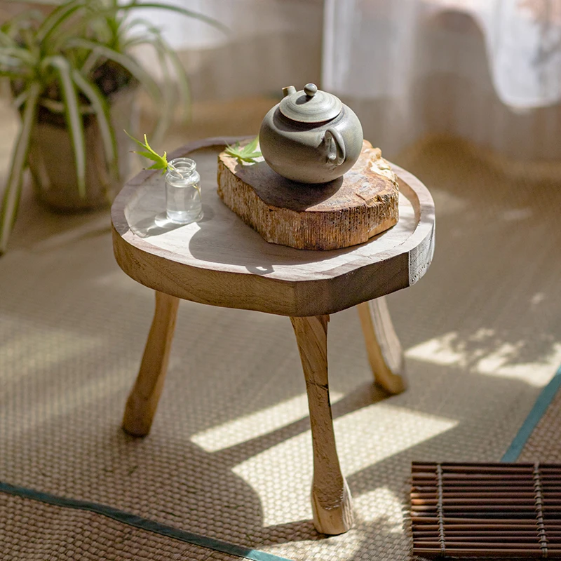 

Creative small flower stand pot bracket solid wood base tray pot shelf retro log flower stool bottom bracket