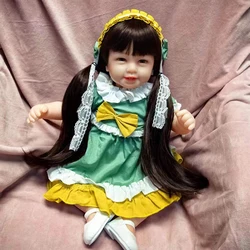 Lalki Reborn Baby Girl 55 cm tkaniny długie włosy uśmiechnięte Bebe Reborn zabawki prezenty urodzinowe i świąteczne towarzysze zabaw wczesna edukacja zabawka