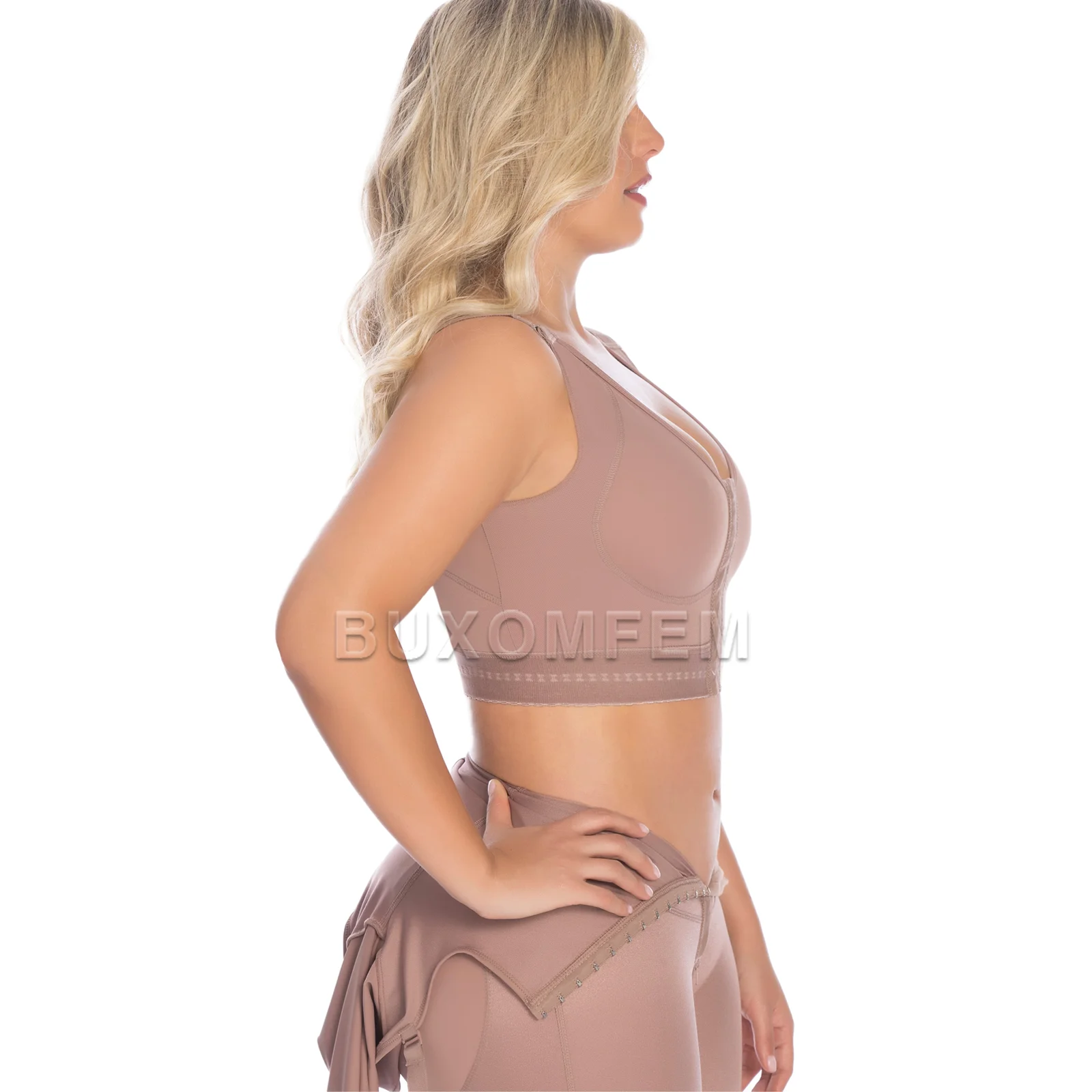 Sleeveless Highly Compressed Customized Bra Front Breasted Seamless Shaping Bra with Wide Shoulder Strap & Hook Eyes Summer Faja