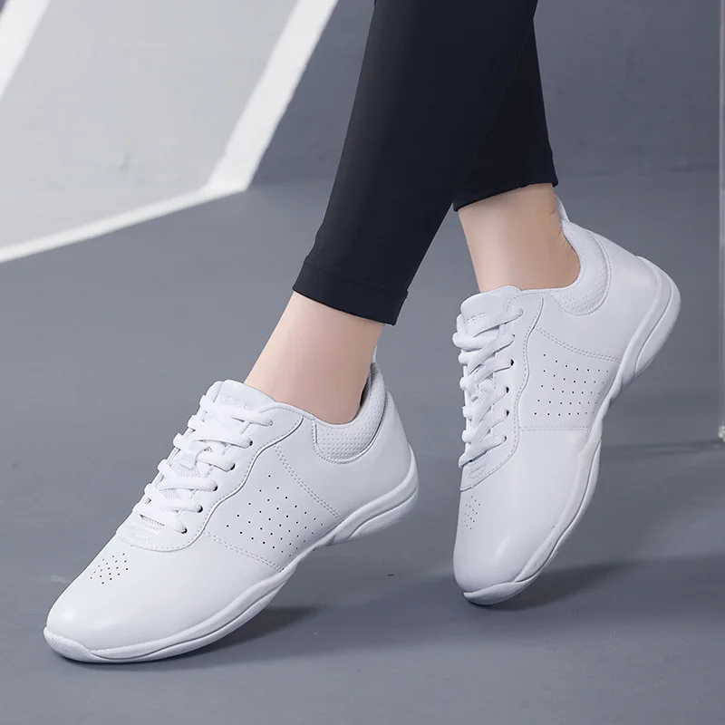 Aerobics Training Sports Shoes Woman Men Children Leather Upper Non-Slip Soft Bottom Modern Dancing Fitness Cheerleading Shoes