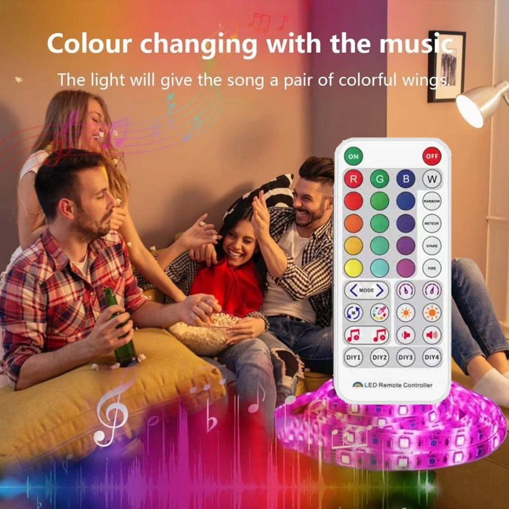 Imagem -05 - Música Bluetooth Led Strip Controlador Sp611e Ir38 Teclas Remoto App Usb dc para Ws2812b Ws2811 Endereçável Iluminação Led Dc5v24v