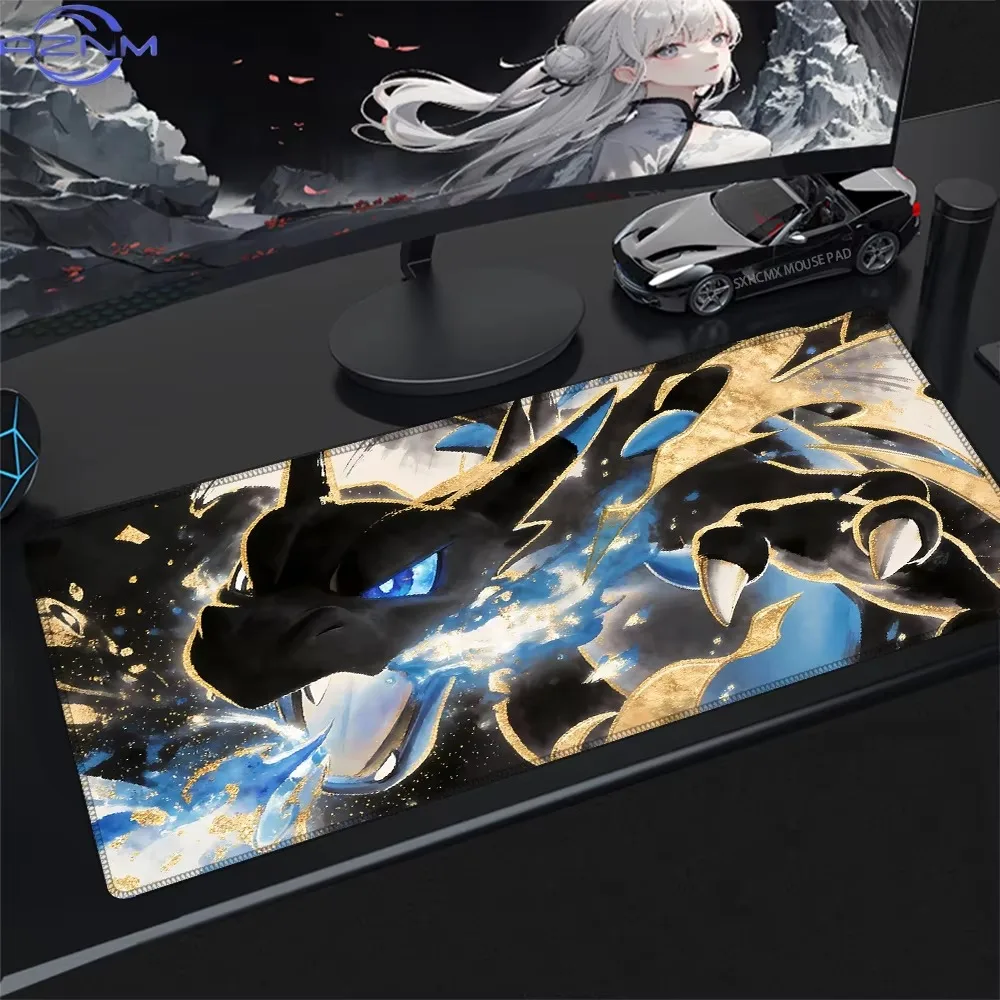 Pokemon Black Dragon Ink Style Large Gaming Mouse Pad Anime Non Slip Rubber Desk Mat Keyboard Table Mat for Game Office PC Decor