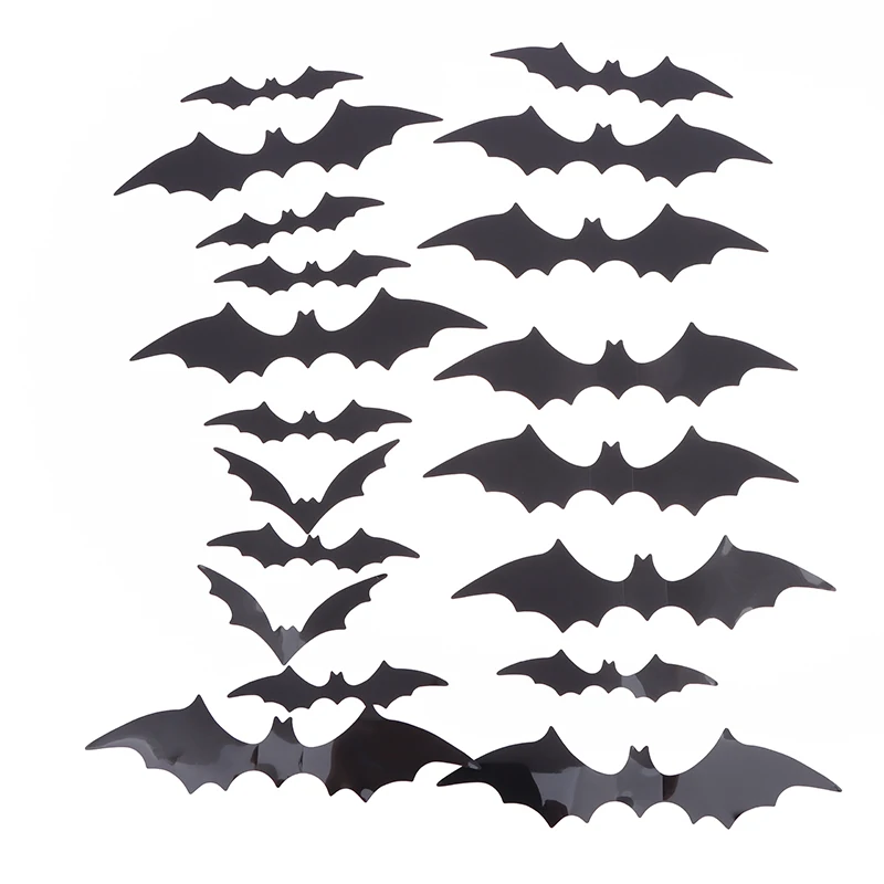 1 New Style Set Wall Sticker Bar Room Party Scary Props Halloween Decoration 3D Black PVC Bat Halloween Party DIY Decoration