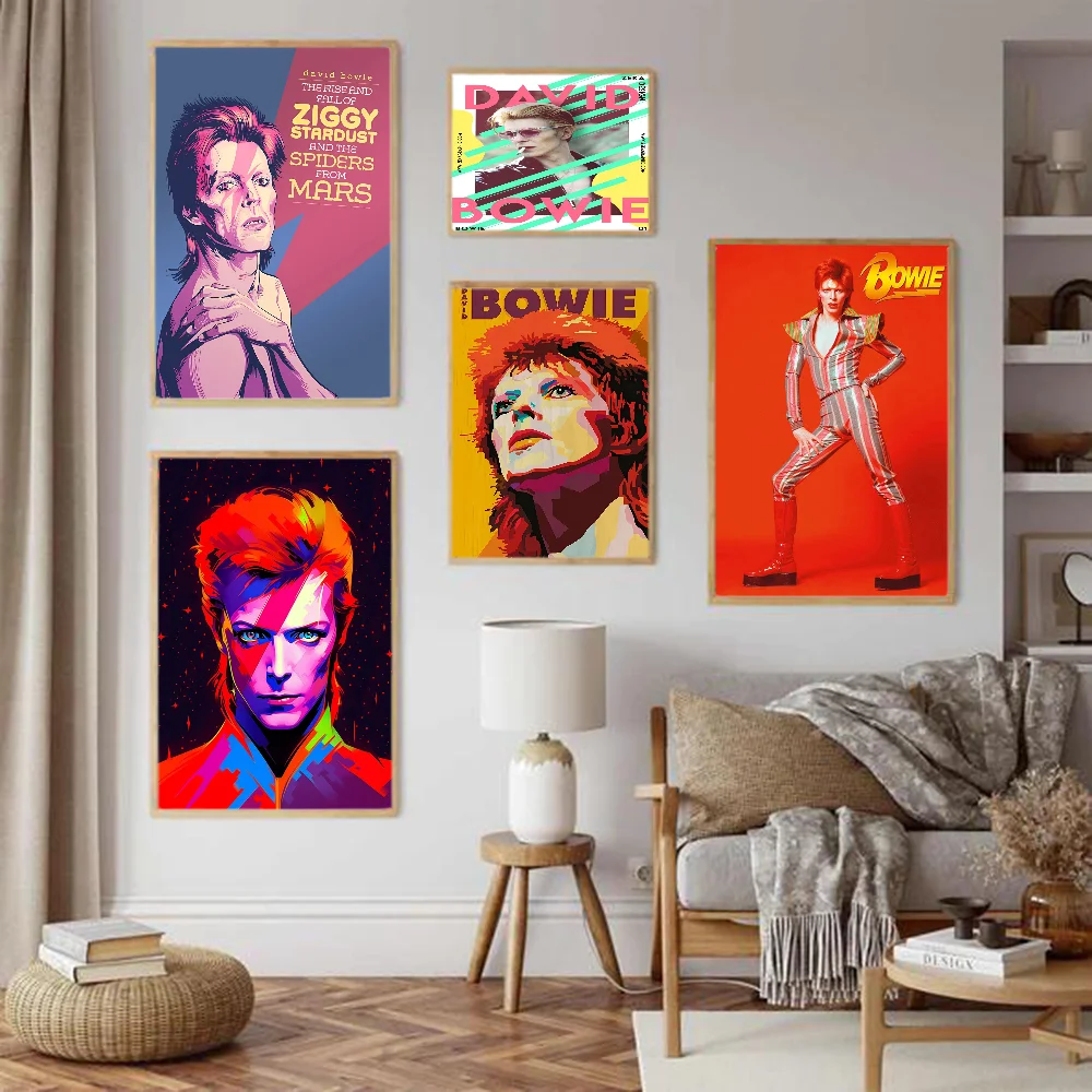 British Rock Singer D-David_B-Bowie Classic Movie Self-adhesive Art Poster Retro Kraft Paper Sticker DIY Room Bar Cafe Wall