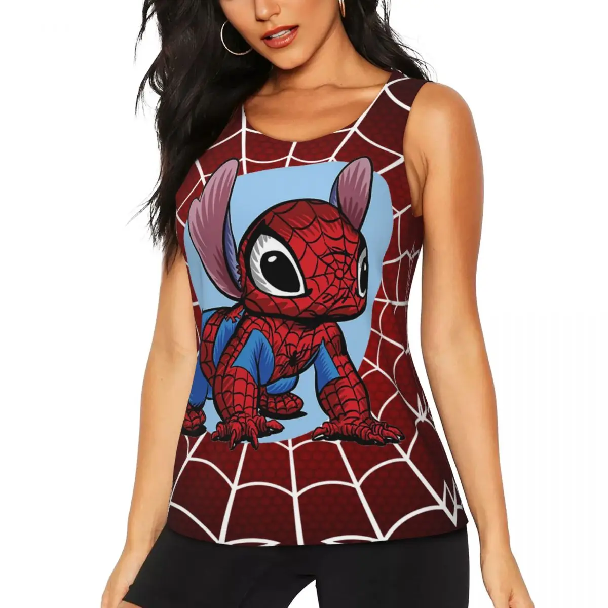 Custom Stitch Spider Man Anime Yoga Shirt Women's Gym Workout Running Tank Tops