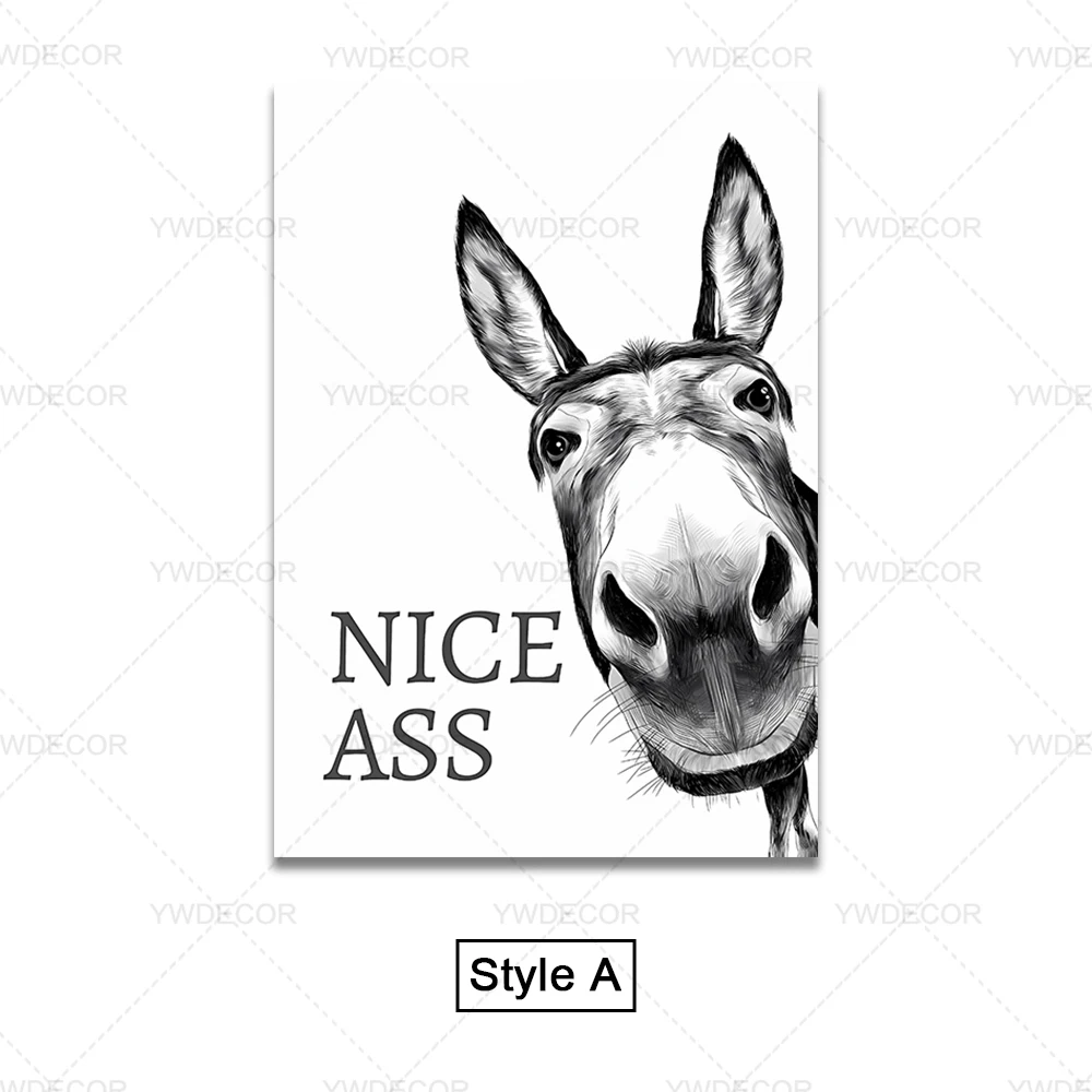 Abstracte Grappige Dieren Ezel Poster Print Schilderij Mooie Kont Citaat Canvas Muur Kunst Foto 'S Voor Thuis Badkamer Decor