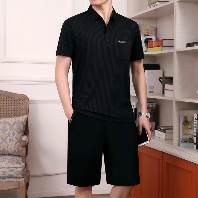 

Новая мужская летняя футболка 2025 года для среднего возраста, из ледяного шелка, с коротким рукавом, на День отца, повседневная, свободного кроя, тонкая, однотонная