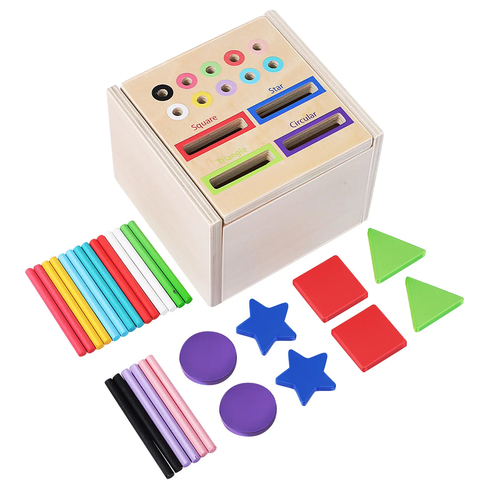 

Montessori Wooden Color Matching Box Preschool Early Education Learning Shape Sorting Educational Matching Baby Color Sorter