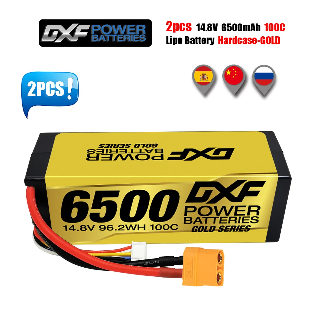 

2PCS DXF 4S lipo 14.8v battery HardCase 6500mah 5200mAh 100C 50C AKKU for 1:8 1:10 RC Car E Buggy Truggy Truck Boat