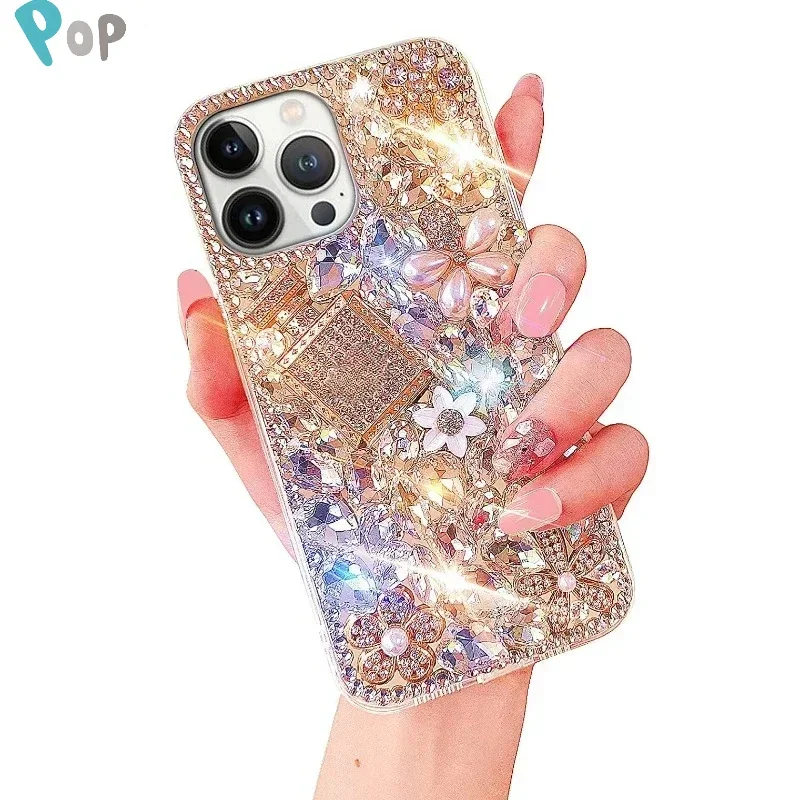 

16pro 15pro 14pro Phone Case for iPhone 15 16 12 13 14 3D Glitter Sparkle Bling Shiny Crystal Rhinestone Diamond Clear Luxury