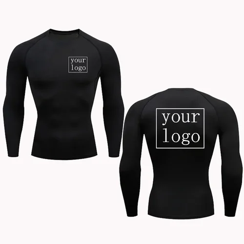 Imagen 2 del producto Nueva camiseta de compresión personalizada con logotipo de tu diseño, camisetas con estampado de diseño Original para hombres y mujeres, camiseta de secado rápido para correr, entrenamiento, gimnasio