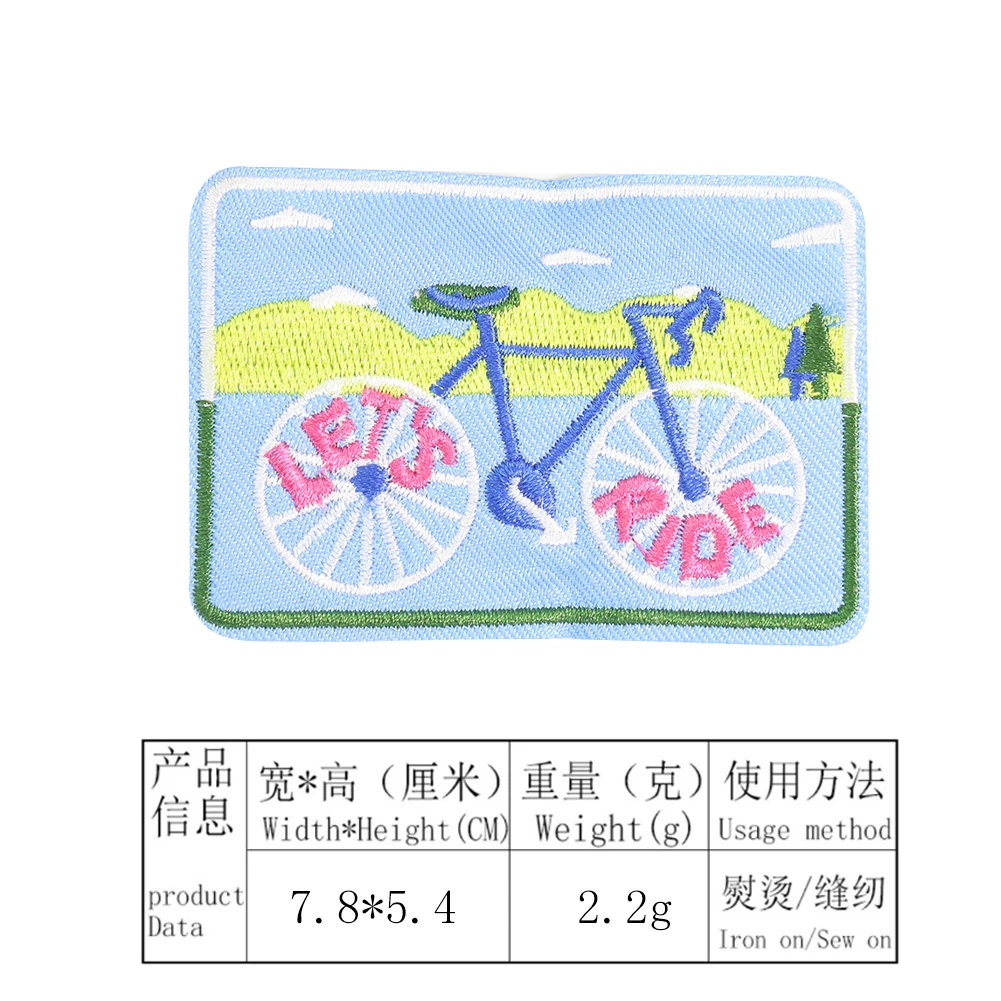 2pcs Bicycle Patch Embroidery Biker Stickers Iron on Appliques Bike Badge Riding Race Sport Ornaments Sewing Fabric Patchwork