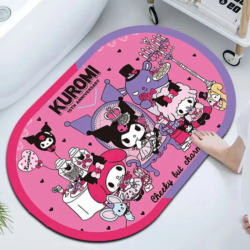 Kuromi Die Cut Diatomite Floor Mat, Absorbent Quick Dry Bath Rug, Non-slip Bathroom Doormat