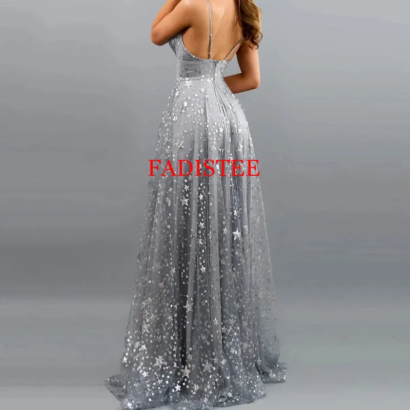 Sexy V-neck Evening Dresses Spaghetti Straps Prom Party Dresses Robe De Soirée Femme Special Occasion Gowns Woman Party Night