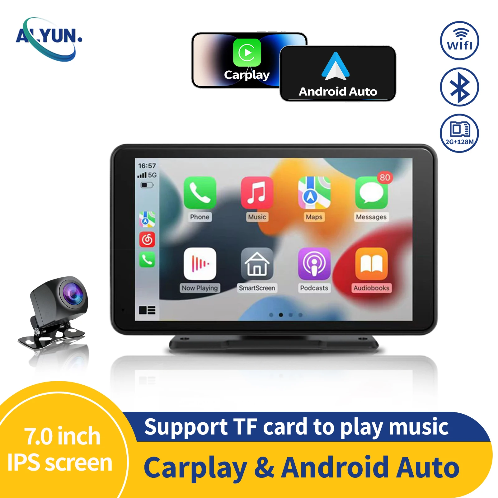 Universal 7inch Automotive Multimedia Car Radio Video Player PND Wireless Carplay Android Auto Touch Screen BT AUX