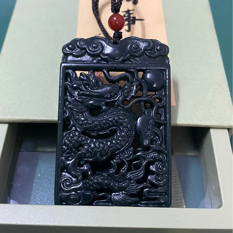 Natural Hotan Double-Sided Hollow Pendant, Sheep Fat Green Jade Zodiac Ornament