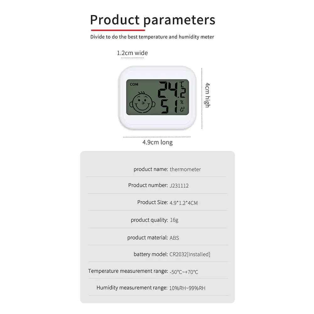 Mini LCD Digital Thermometer Hygrometer Real Time Monitoring Temperature Humidity Display Home Baby Room Bedroom