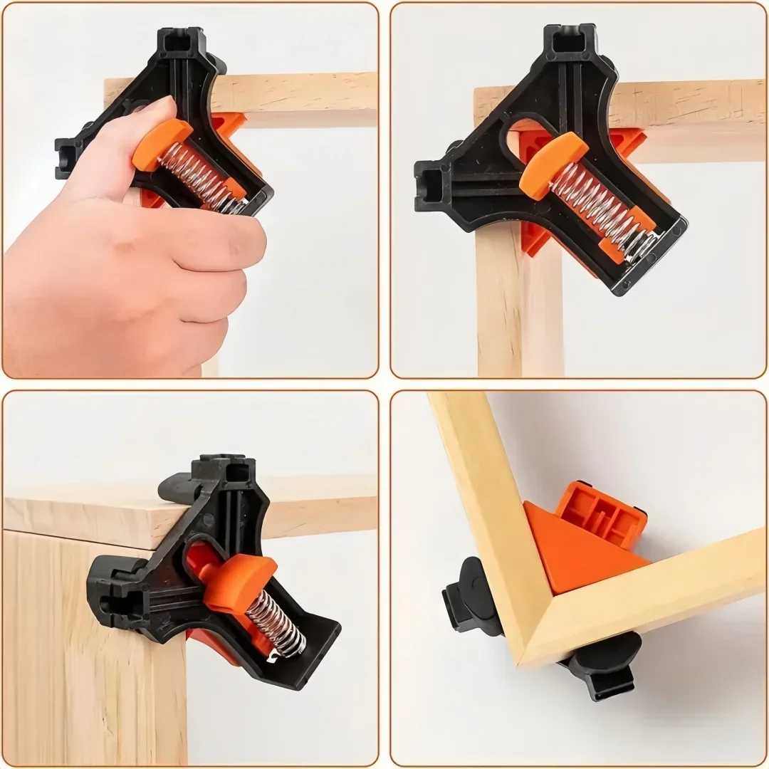 4 Stück 90 ° Rechtwinklige Klemmen Befestigungsclips Bilderrahmen-Eckklemme Holzbearbeitungs-Handwerkzeug Möbelreparatur Foto-Verstärkung – Detail 9