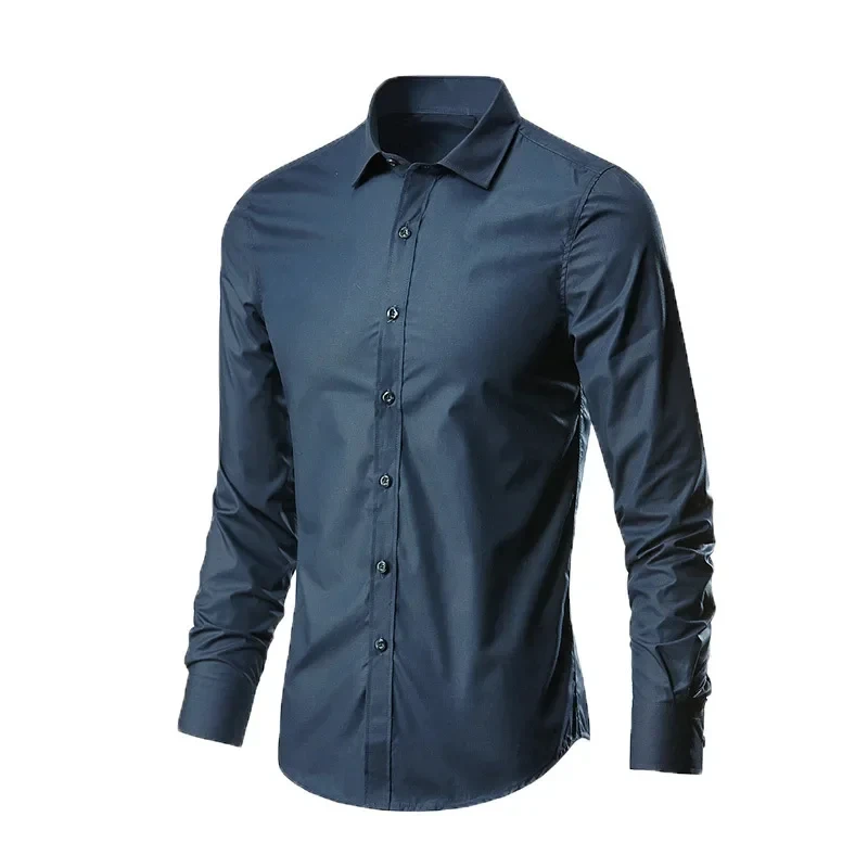 

kx453 Long-sleeved Non-iron Business Professional Work Collared Clothing Casual Suit Button Tops Plus Size