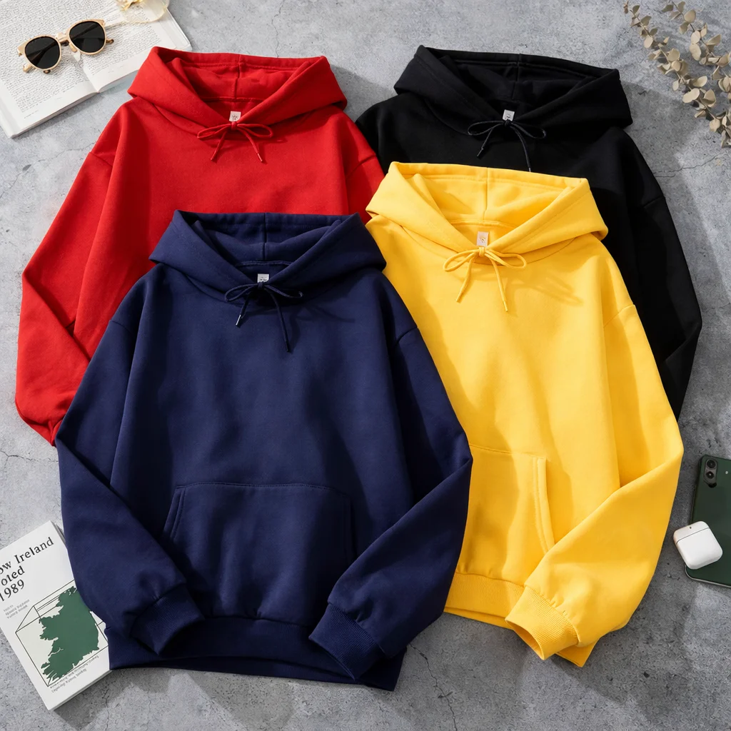 

Парные толстовки унисекс оверсайз, однотонные, повседневные, свободного кроя, пуловеры, уличная одежда, с капюшоном, осенне-зимние, в корейском стиле