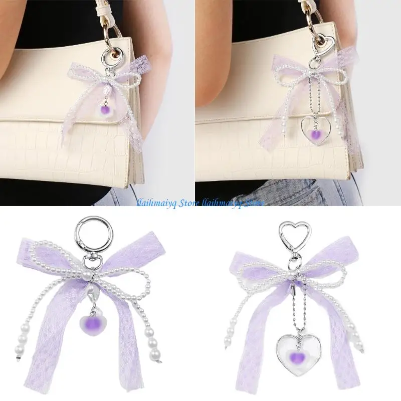 

573B Creative Ribbon Bowknot Pendant for Bags and Phones Unique Decoration Keychain Keychain Gift Keyring for Women Girls