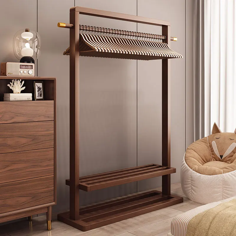 

Coat rack Floor-to-ceiling household solid wood hanger Bedroom Room Clothes rack Indoor simple vertical hanger Rental house
