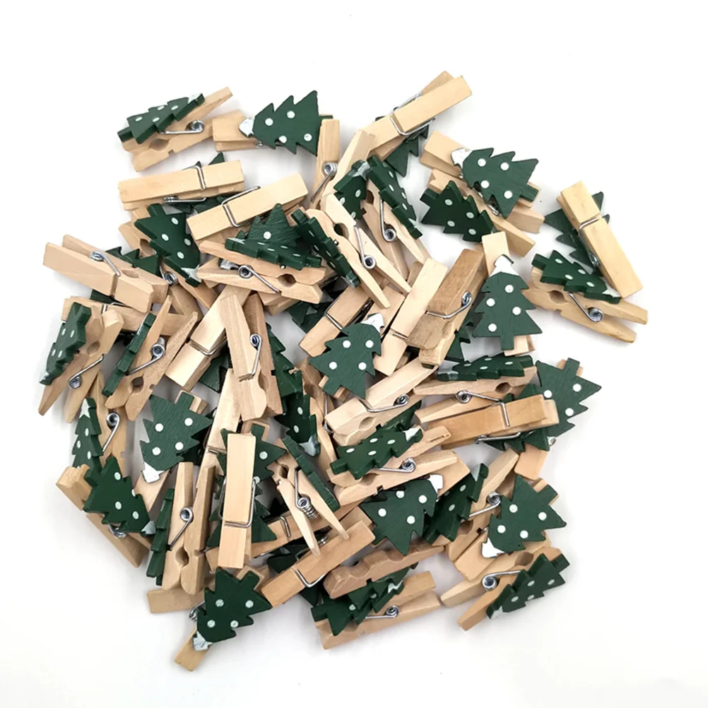 25pcs 35cm Wooden Photo Clips Christmas Shape Mini Eco-friendly Photo Clamp for Home (Army Green) Photo Pegs