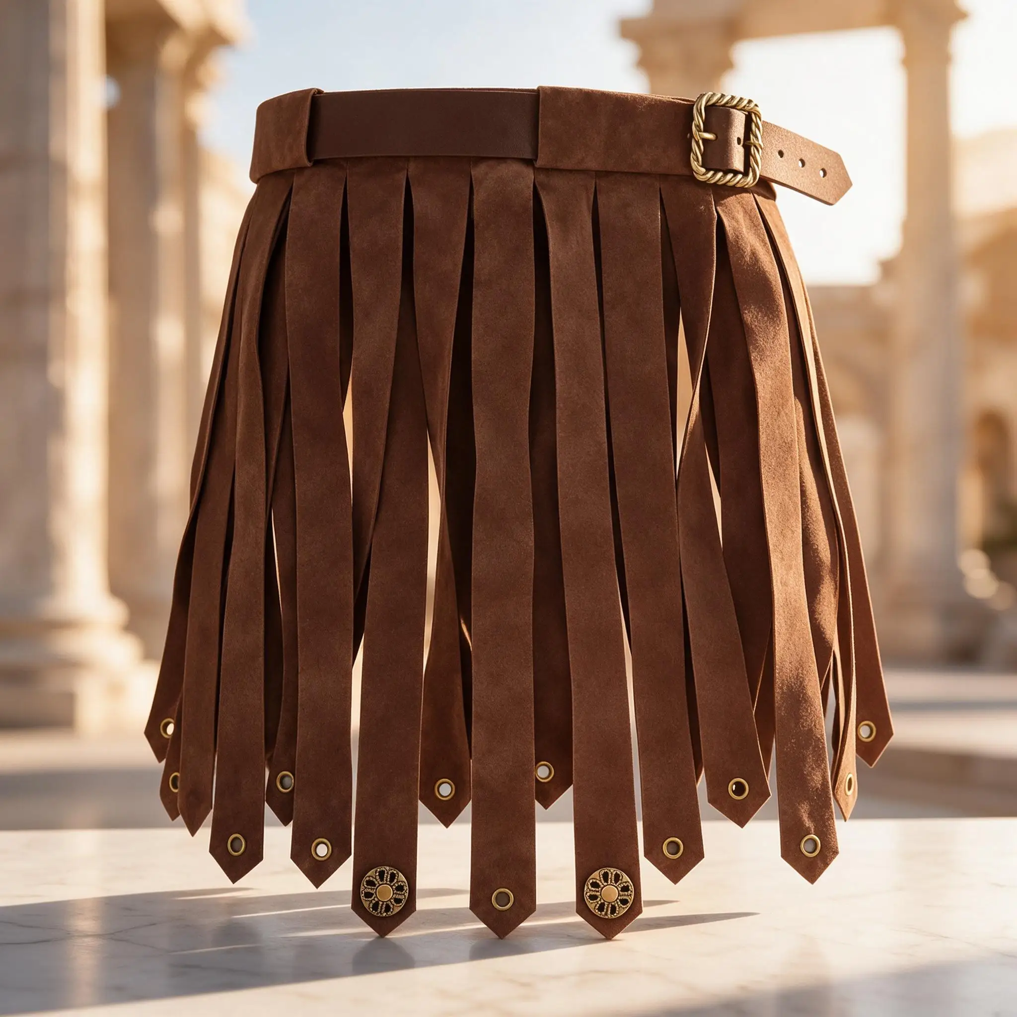 Medieval Suede Fringe Skirt Belt, Roman Gladiator Leather Tasset Apron for Women Cosplay Viking Renaissance Costume