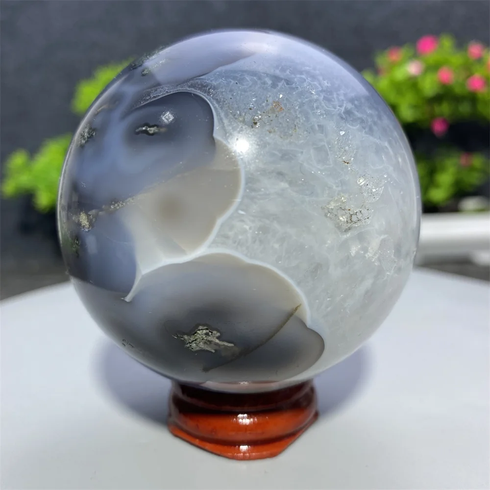 Natural Aquatic Agate Ball Moss Sphere Quartz Crystal Geode Spiritual Healing Meditation Reiki Home Decoration Holiday Gift