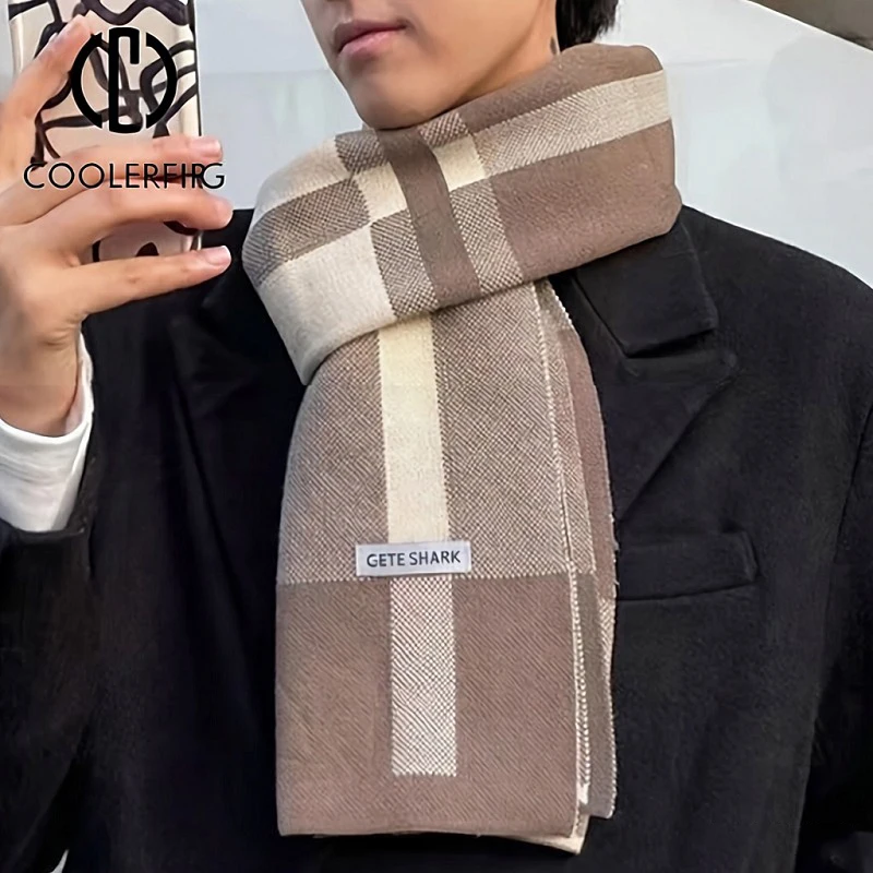 

Winter Men Scarf Keep Warm Scarf Casual Fashion Brand Designers Knit Neckerchief Patchwork Copy Cashmere Scarf Shawl Wrap AC2228