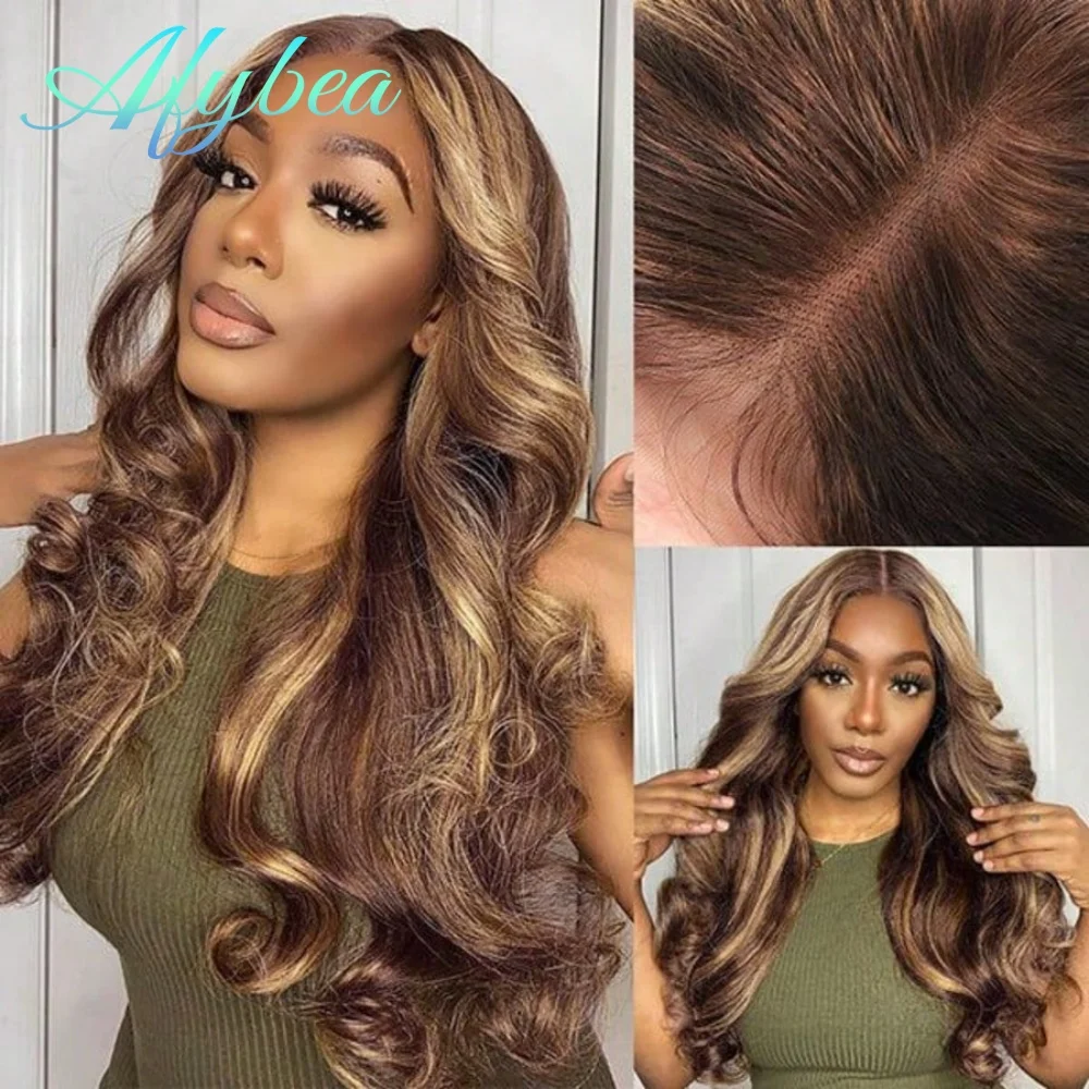 

Парик с HD-кружевной передней частью 13x4/13x6, 30-38 дюймов, с мелированием, волнистый, из натуральных волос, цвет 4/27, медово-русый омбре, для женщин