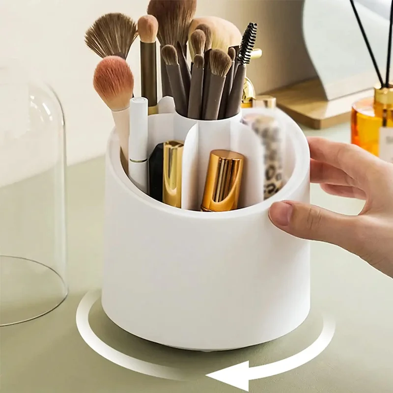 1 PC 360° Rotating Makeup Organizer Cosmetic Storage Solution for Vanity Desk Clear Plastic Compact Size