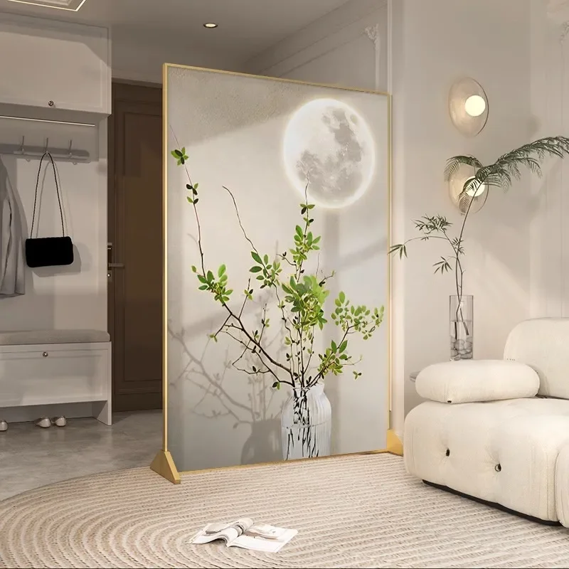 for Nordic Cream Style Home Screen Partition Living Room Mobile Blocking Modern Simple Green Plant Entrance Aluminum Alloy