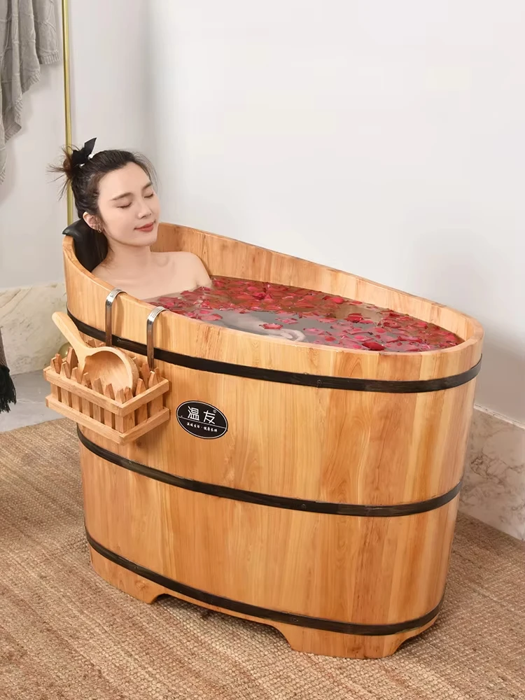 Cedar wood bubble tub household whole body adult bath tub bath sweat steam tub adult children's bath barrel bathtubhttps://vi.al