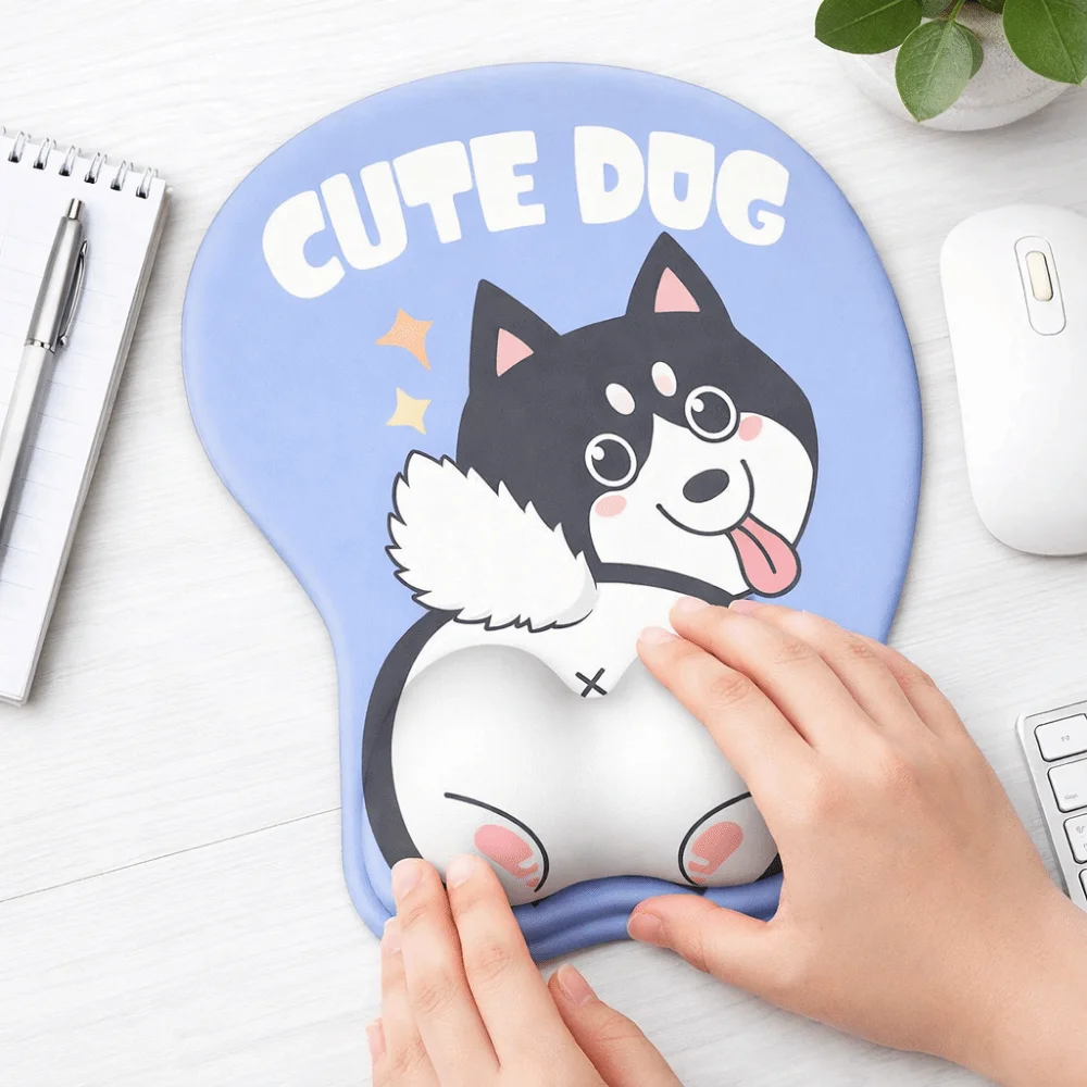 

Comfortable Palm Cute Corgi Mouse Pad Non Slip Ergonomic Design Silicone Wrist Guard Cute Animal Mouse Pad Laptops Office